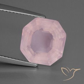 Cuarzo rosa Rosado rosa medio natural de 4.35 ct, Corte Octágono / Esmeralda, Transparente