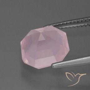 Cuarzo rosa Rosado rosa medio natural de 4.35 ct, Corte Octágono / Esmeralda, Transparente