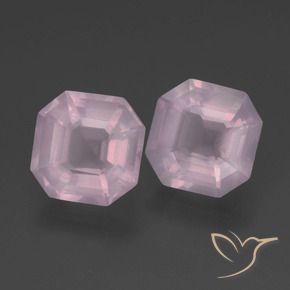 Gemas de Cuarzo rosa Rosado claro natural de 6.00 ct, Corte Octágono / Esmeralda, Transparente