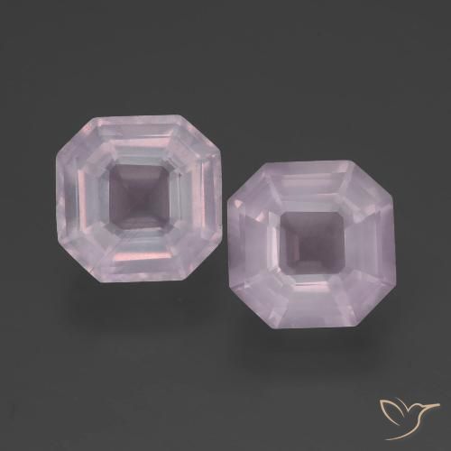 7.68ctw Natural Rosado claro Cuarzo rosa, corte esmeralda, Transparente