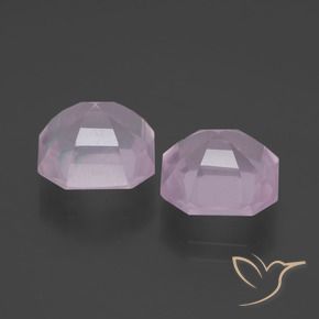 Gemas de Cuarzo rosa Rosado claro natural de 7.68 ct, Corte Octágono / Esmeralda, Transparente