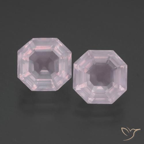 Gemas de Cuarzo rosa Rosado Bubblegum natural de 5.39 ct, Corte Octágono / Esmeralda, Transparente