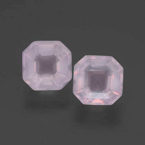 Gemas de cuarzo rosa rosa natural de 3,07 ct, corte esmeralda, transparente