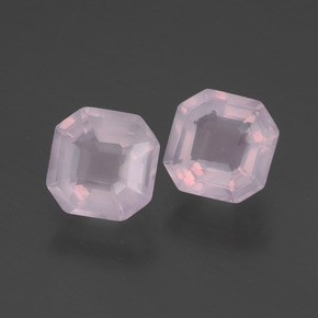 Gemas de cuarzo rosa rosa natural de 3,07 ct, corte esmeralda, transparente