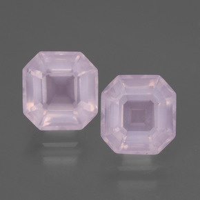 Gemas de Cuarzo Rosa Rosado cereza claro natural de 3.92 ct, corte esmeralda, Transparente