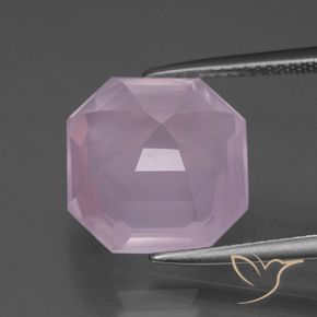 Cuarzo rosa Rosado Bubblegum natural de 9.17 ct, Corte Octágono / Esmeralda, Transparente
