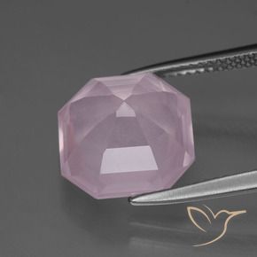 Cuarzo rosa Rosado Bubblegum natural de 6.48 ct, Corte Octágono / Esmeralda, Transparente