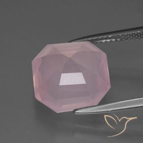 Cuarzo rosa Rosado medio natural de 7.07 ct, Corte Octágono / Esmeralda, Transparente