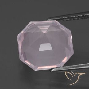 Cuarzo rosa Rosado Bubblegum natural de 7.38 ct, Corte Octágono / Esmeralda, Transparente
