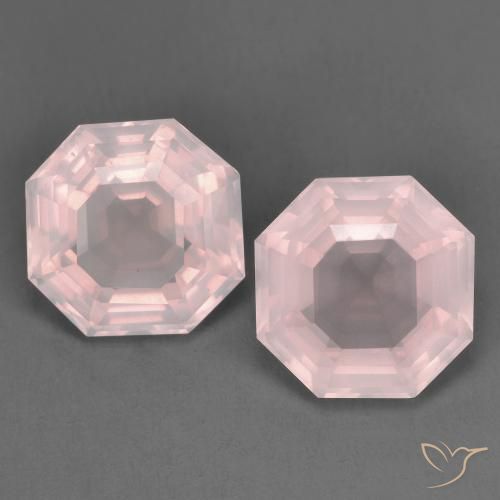 6.52ctw Natural Rosado claro Cuarzo rosa, corte esmeralda, Transparente