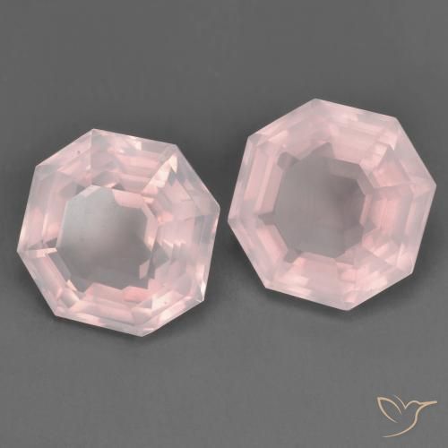 Gemas de Cuarzo rosa Rosado claro natural de 6.52 ct, Corte Octágono / Esmeralda, Transparente
