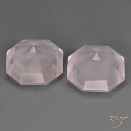 Gemas de Cuarzo rosa Rosado claro natural de 6.52 ct, Corte Octágono / Esmeralda, Transparente
