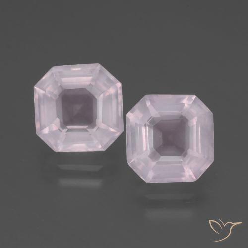 Gemas de Cuarzo Rosa Rosado cereza claro natural de 5.09 ct, corte esmeralda, Transparente