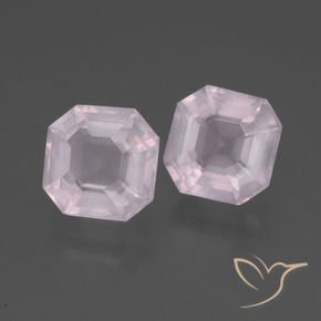 Gemas de Cuarzo Rosa Rosado cereza claro natural de 5.09 ct, corte esmeralda, Transparente