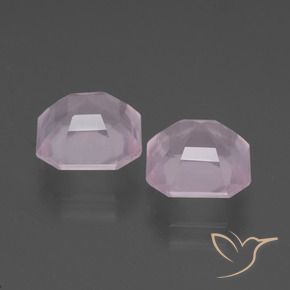 Gemas de Cuarzo Rosa Rosado cereza claro natural de 5.09 ct, corte esmeralda, Transparente