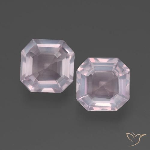 4.28ctw Natural Rosado muy claro Cuarzo rosa, corte esmeralda, Transparente
