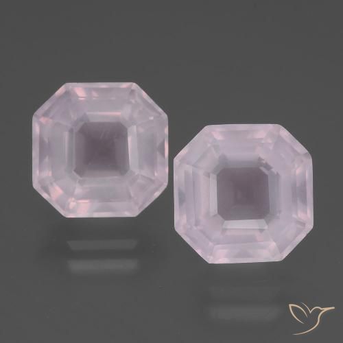 8.14ctw Natural Rosado rosa muy claro Cuarzo rosa, corte esmeralda, Transparente