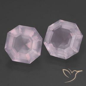 Gemas de Cuarzo rosa Rosado muy claro natural de 11.24 ct, Corte Octágono / Esmeralda, Transparente