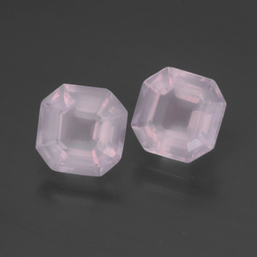 Gemas de cuarzo rosa rosa natural de 3,47 ct, corte esmeralda, transparente