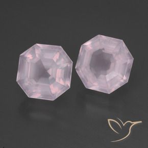Gemas de Cuarzo rosa Rosado Bubblegum natural de 6.33 ct, Corte Octágono / Esmeralda, Transparente
