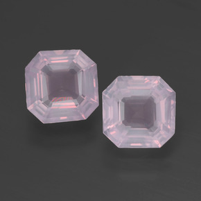 Gemas de cuarzo rosa rosa natural de  ct, corte esmeralda, transparente