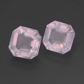 Gemas de cuarzo rosa rosa natural de  ct, corte esmeralda, transparente