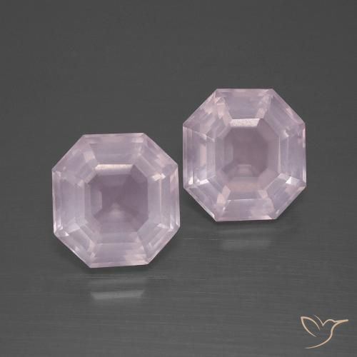 5.88ctw Natural Rosado claro Cuarzo rosa, corte esmeralda, Transparente