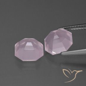 Gemas de Cuarzo rosa Rosado claro natural de 5.88 ct, Corte Octágono / Esmeralda, Transparente