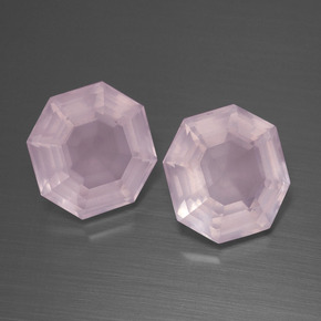 Gemas de cuarzo rosa rosa natural de 8,87 ct, corte esmeralda, transparente