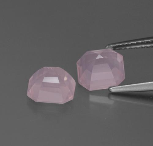 Gemas de cuarzo rosa rosa natural de 3,76 ct, corte esmeralda, transparente