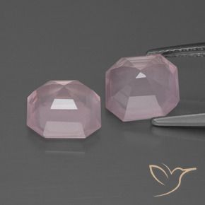 Gemas de Cuarzo rosa Rosado Bubblegum natural de 4.72 ct, Corte Octágono / Esmeralda, Transparente