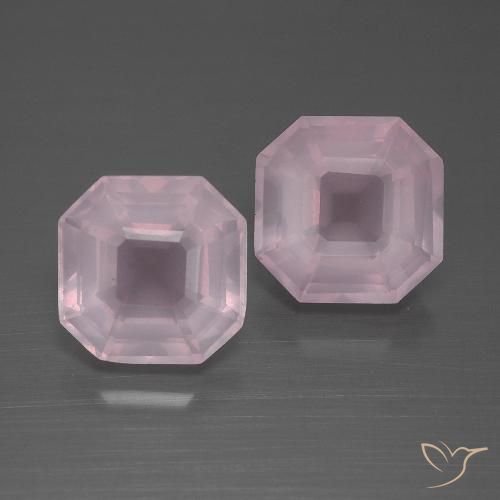 6.60ctw Natural Rosado claro Cuarzo rosa, corte esmeralda, Transparente
