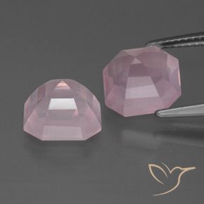 Gemas de Cuarzo rosa Rosado claro natural de 6.60 ct, Corte Octágono / Esmeralda, Transparente