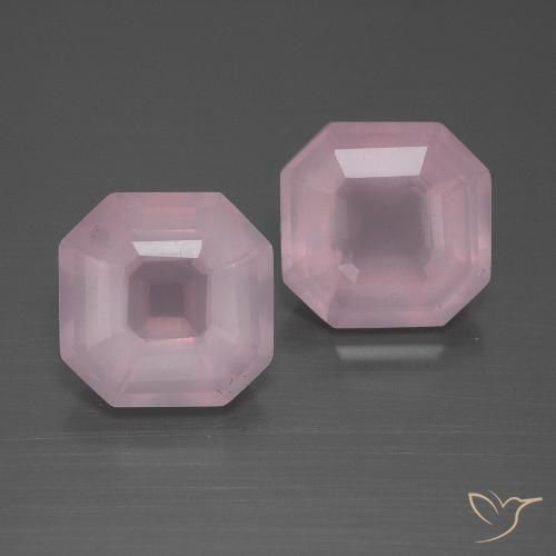 6.08ctw Natural Rosado rosa medio Cuarzo rosa, corte esmeralda, Transparente