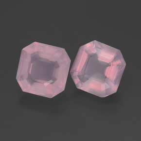 Gemas de cuarzo rosa rosa natural de 4,27 ct, corte esmeralda, transparente