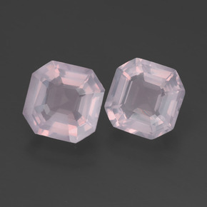 Gemas de Cuarzo Rosa Rosado claro natural de 3.58 ct, corte esmeralda, Transparente