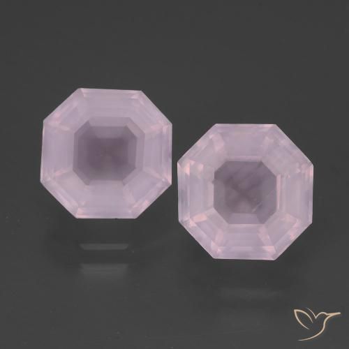 5.33ctw Natural Rosado claro Cuarzo rosa, corte esmeralda, Transparente