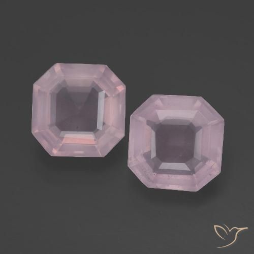 Gemas de cuarzo rosa rosa natural de 4,12 ct, corte esmeralda, transparente