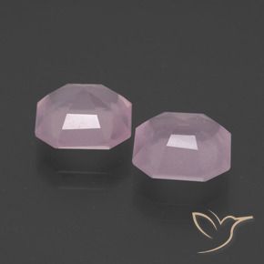 Gemas de cuarzo rosa rosa natural de 4,12 ct, corte esmeralda, transparente