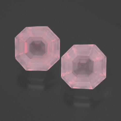 Gemas de Cuarzo Rosa Rosado rosa medio natural de 5.02 ct, corte esmeralda, Transparente