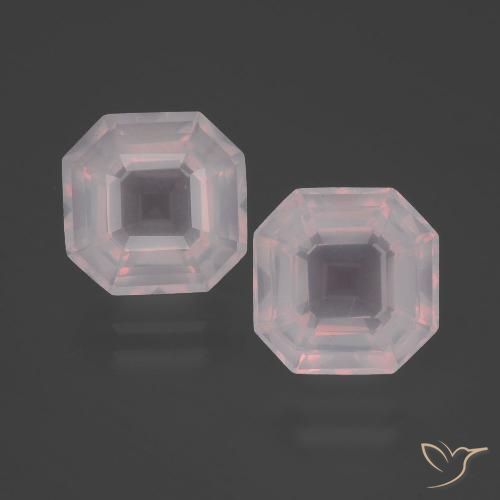 6.76ctw Natural Rosado muy claro Cuarzo rosa, corte esmeralda, Transparente