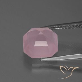 Cuarzo rosa Rosado medio natural de 4.47 ct, Corte Octágono / Esmeralda, Transparente