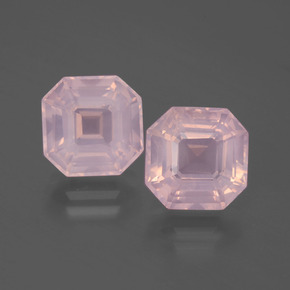 Gemas de Cuarzo Rosa Rosado medio natural de 6.90 ct, corte esmeralda, Transparente