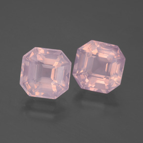 Gemas de Cuarzo Rosa Rosado medio natural de 6.90 ct, corte esmeralda, Transparente