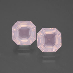 Gemas de Cuarzo Rosa Rosado claro natural de 5.34 ct, corte esmeralda, Transparente