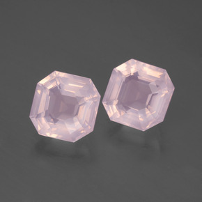 Gemas de Cuarzo Rosa Rosado claro natural de 5.34 ct, corte esmeralda, Transparente
