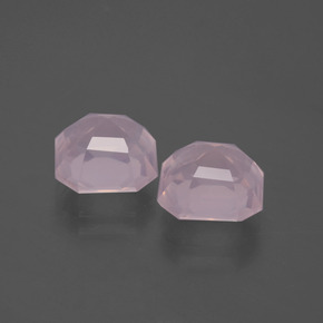 Gemas de Cuarzo Rosa Rosado claro natural de 5.34 ct, corte esmeralda, Transparente