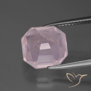 Cuarzo rosa Rosado claro natural de 6.53 ct, Corte Octágono / Esmeralda, Transparente