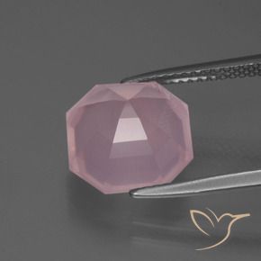 Cuarzo rosa Rosado medio natural de 5.53 ct, Corte Octágono / Esmeralda, Transparente
