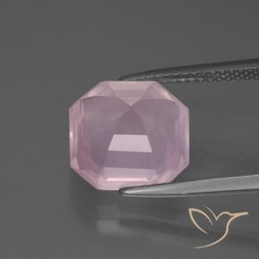 Cuarzo rosa Rosado claro natural de 5.60 ct, Corte Octágono / Esmeralda, Transparente